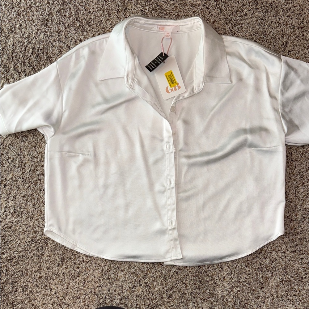 Gianni Bini Cream Satin Blouse